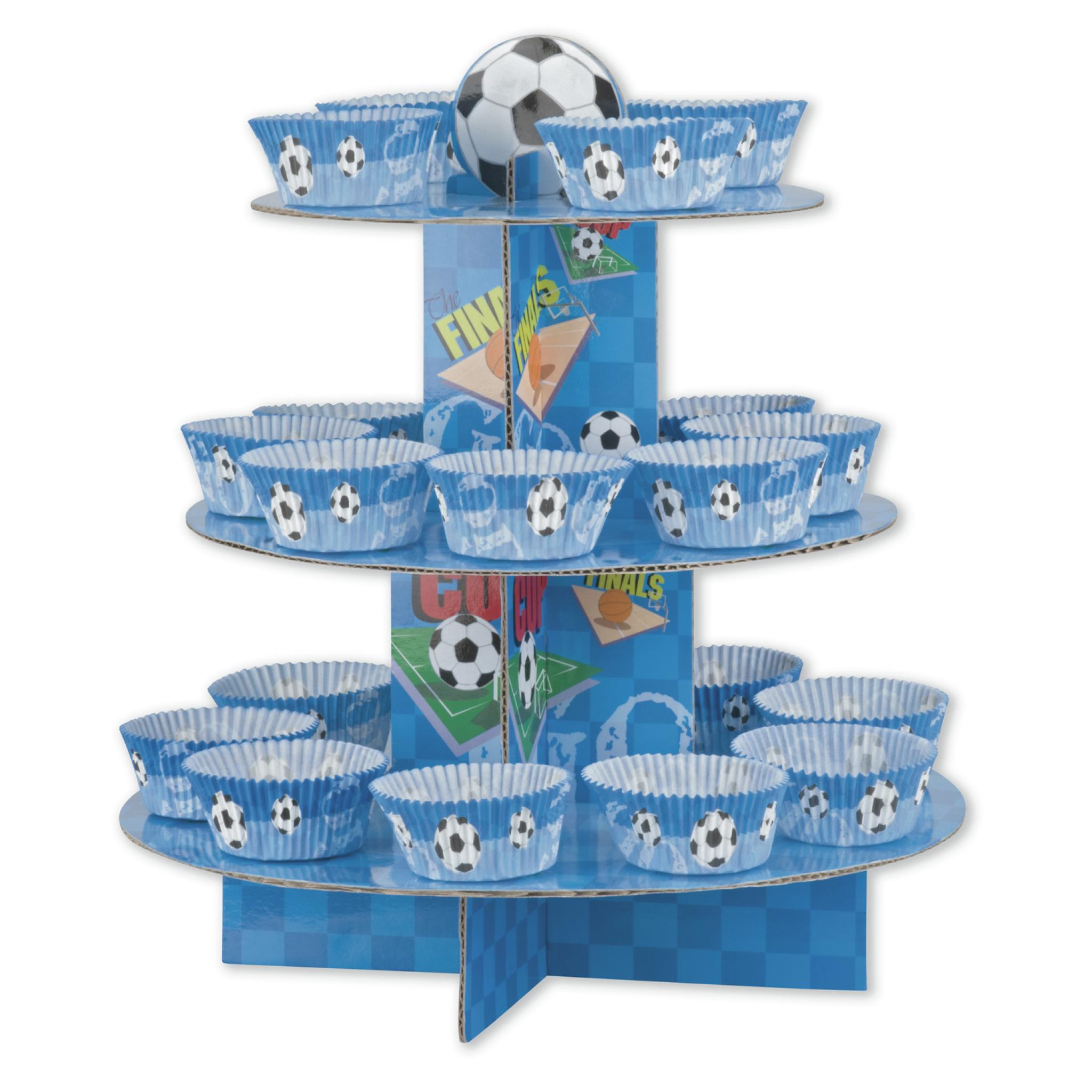Blue Football Cup Cake Kit Stand Picks & Cases Party Party