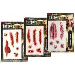 Zombie Tattoos With Blood 3 assorted