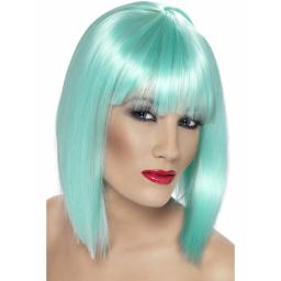 Glam Wig Neon Aqua Short Blunt with Fringe