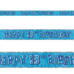 Blue Prizmatic H 13th Birthday Banner 3.6M