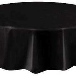 Black-Round Plastic Table Cover -84"