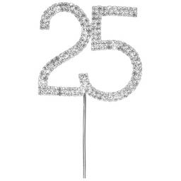 Diamante 25th Birthday Cake Topper Decoration