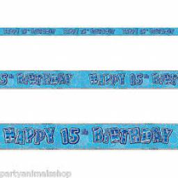 Blue Prizmatic H 15th Birthday Banner 3.6m