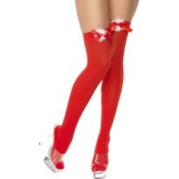 Red Stockings with Marabou Ribbon