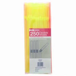 Fluorescent Neon Flexible Straws 250pcs