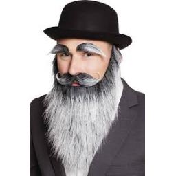 Beard with Mustache & Eyebrows Black & White