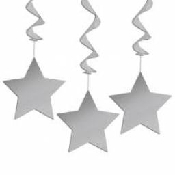 Plastic Swrils with Stars Hanging Decoration 3 pcs