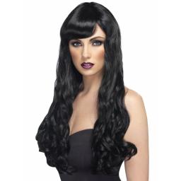 Desire Wig Black Long Curly with Fringe