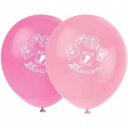 Baby Shower Pink Balloons 8pcs Helium Quality 12in
