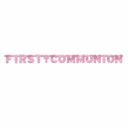 First Communion Pink Letter Banner 2.43m