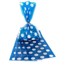 Plastic Gift Bags & Twist Ties Blue & White 20pc