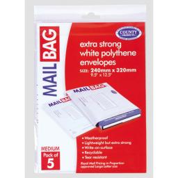 Poly Mail Bag 5 Pack 240 x 320mm