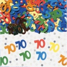 70th Numbers Multi-Colours Metallic Confetti - 14g
