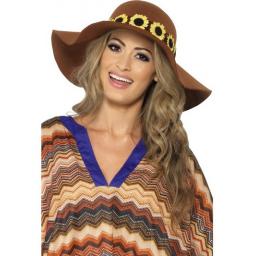 Floppy Hat with Daisy Chain Brown
