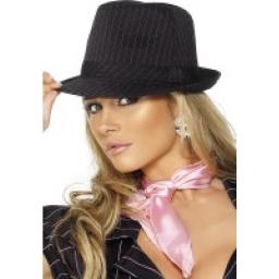 GANGSTER HAT BLACK WITH PINK PINSTRIPE