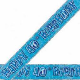 Blue Prizmatic H 40th Birthday Banner 3.6M