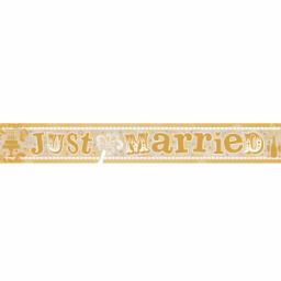 Just Married Gold Holographic Foil Banner 2.7m