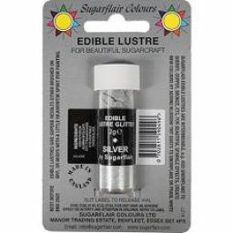 Sugarflair Edible Lustre Glitter - Silver - 2g