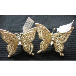 10cm Gold Glitter Butterfly on Clip