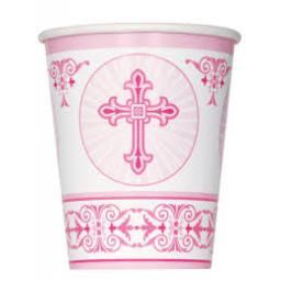 Radiant Cross Pink Paper Cups 8ct 270ml