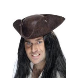 Pirate Tricorn Hat Broken Leather Look
