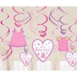 With Love Girl Baby Shower Swirl Decorations