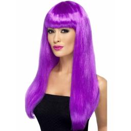 Babelicious Wig Purple Long Straight with Fringe