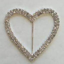 Diamante Heart Ribbon Buckle 5 pcs in pack