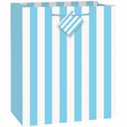 Powder Blue Stripe Gift Bag Medium