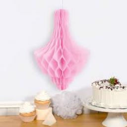 Honeycomb Paper Chandalier Decoration Pink 14 inc