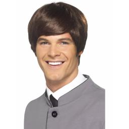 60s Male Mod Short Brown Wig