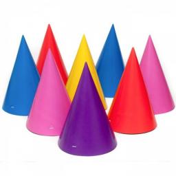 8 Assorted Paper Cone Party Hats