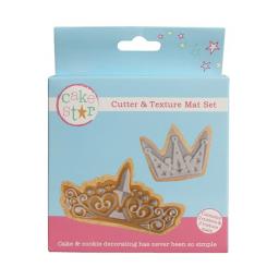 Cake Star Cutters & Texture Mat Set - Crown - 4 Pcs