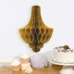 Honeycomb Paper Chandalier Decoration Gold 14 inc