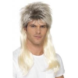 80s Rock Mullet Wig Blonde with Dark Roots