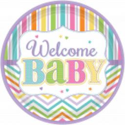 Welcome Baby Brights Paper Plates 18ct 10.5 inch