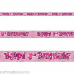 Pink Glitz Happy 3 th Birthday Banner 3.6M