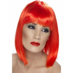 Glam Wig Neon Red Short Blunt with Fringe