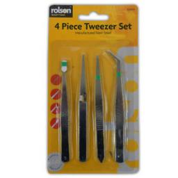 Rolson 4 Piece Tweezer Set