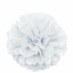 Puff Ball Paper Decoration 16 inch White