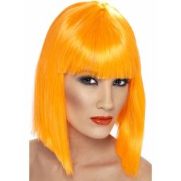 Glam Wig Short  with Fringe Neon Orange