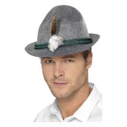 German Trenker Hat Grey with Feather