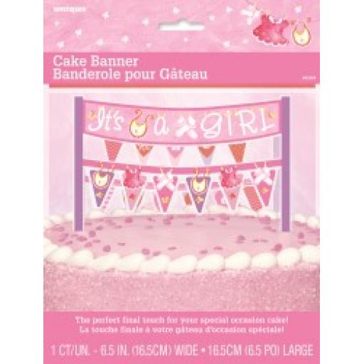 Pink Clothesline Baby Shower Cake Banner 6.5inch