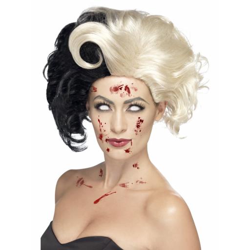 Evil Madame Wig Deluxe Black and Light Blonde