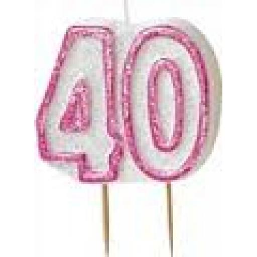 Glitz Pink 40 Numeral Candle