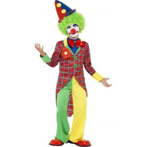 Clown Child Jacket Trousers Mock Shirt & Bow Tie Size M