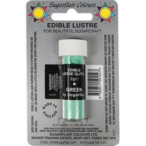 Sugarflair Edible Lustre Glitter - Green - 2g