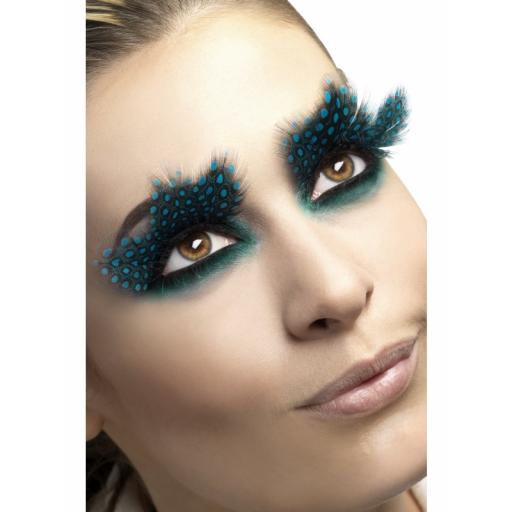 Eyelashes Aqua With Polka Dot Feathers