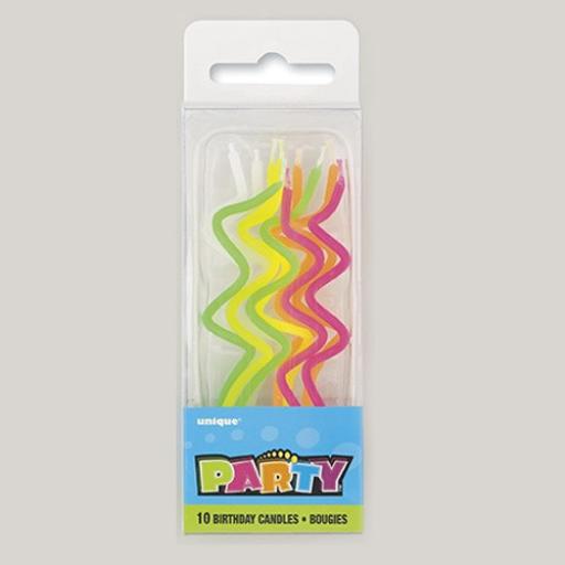 10pcs 4in Spiral Birthday Candles Neon Colours