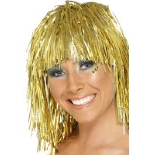 Cyber Tinsel Wig Gold Metalic